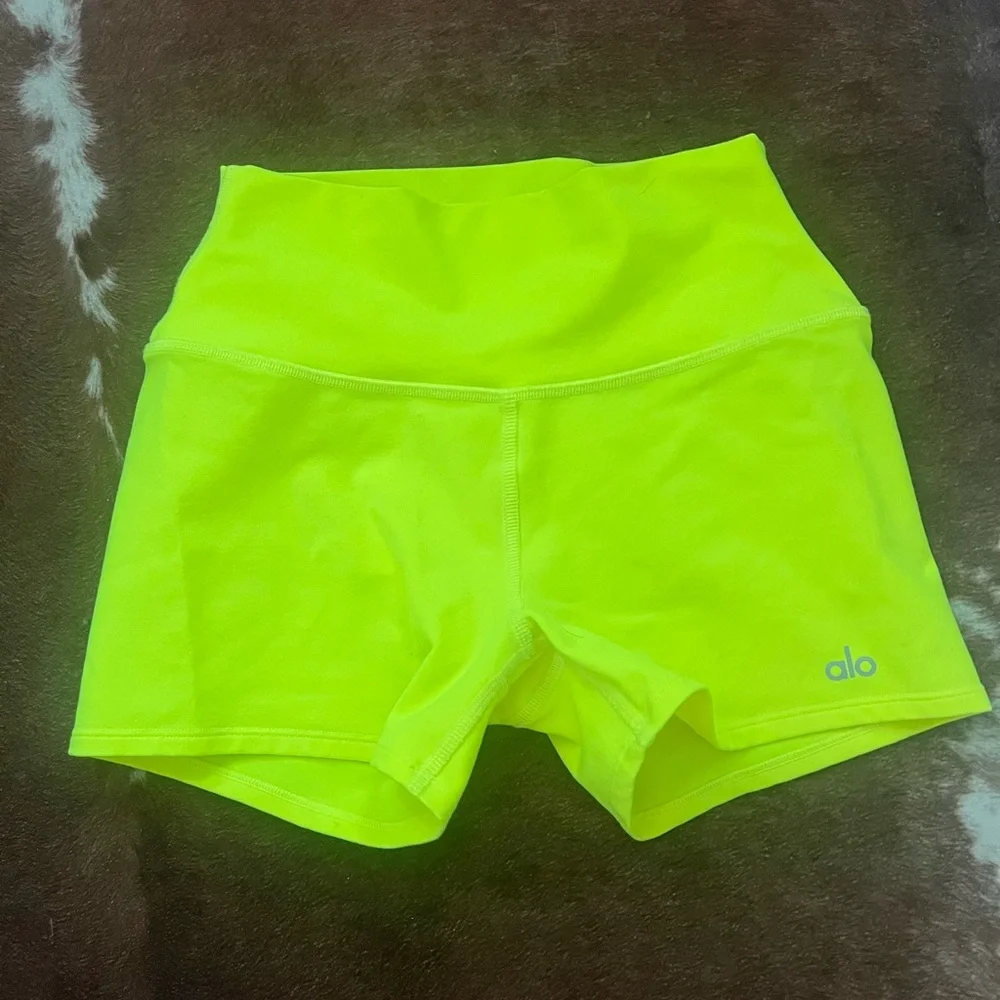 Alo Neon Yellow Active Biker Shorts